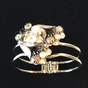 Italian Swarovski Crystal Cuff Bracelet Black